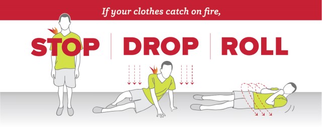 If your clothes catch on fire, Stop, Drop, and Roll